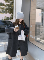 Elegant Lapel Coat Slim Fit Mid Length