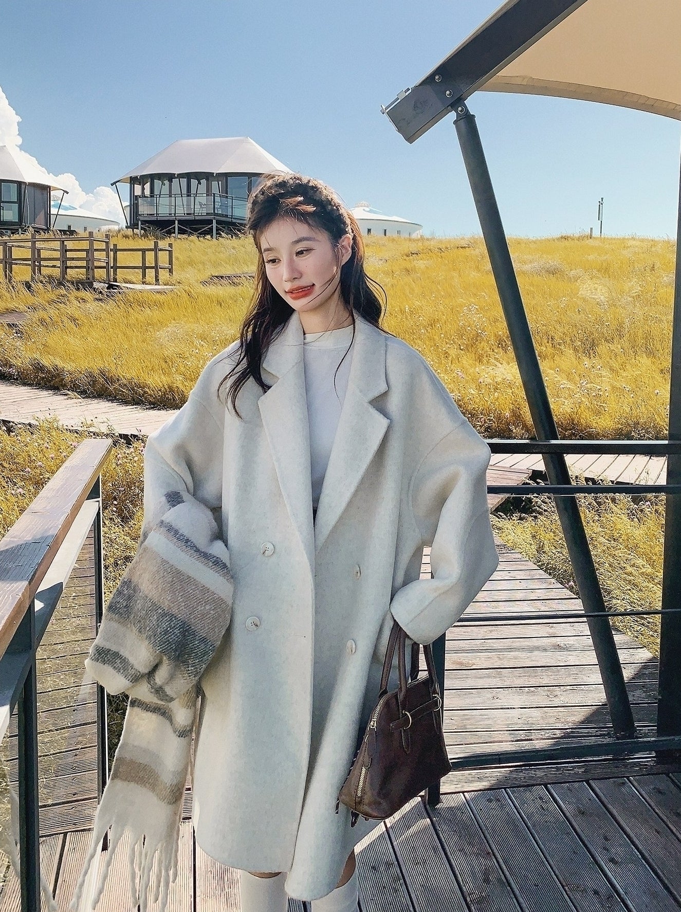 Elegant Lapel Coat Slim Fit Mid Length