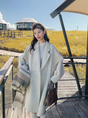 Elegant Lapel Coat Slim Fit Mid Length