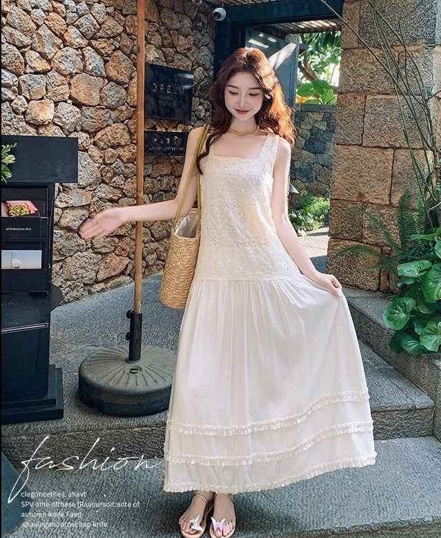 Elegant Layered Lace Vacation Maxi Dress