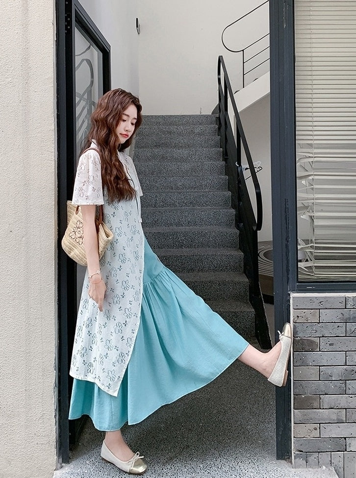 Elegant Mandarin Collar Layered Dress Set