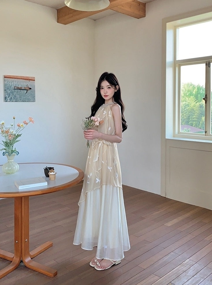 Elegant Off Shoulder Halter Vacation Maxi Dress