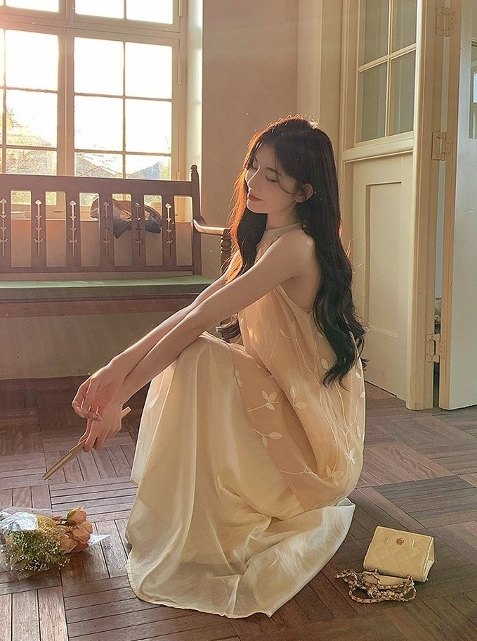 Elegant Off Shoulder Halter Vacation Maxi Dress