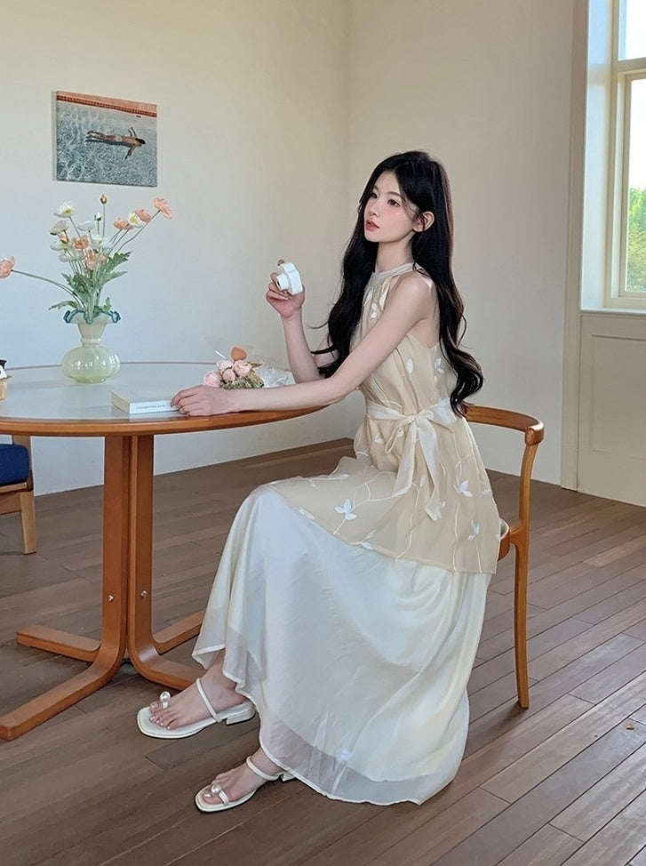 Elegant Off Shoulder Halter Vacation Maxi Dress