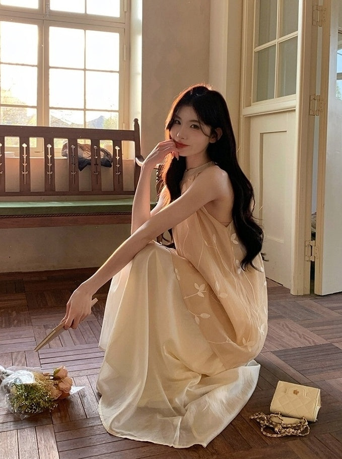 Elegant Off Shoulder Halter Vacation Maxi Dress