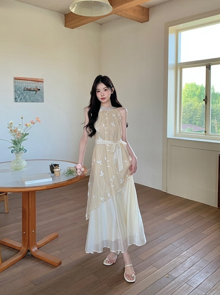 Elegant Off Shoulder Halter Vacation Maxi Dress