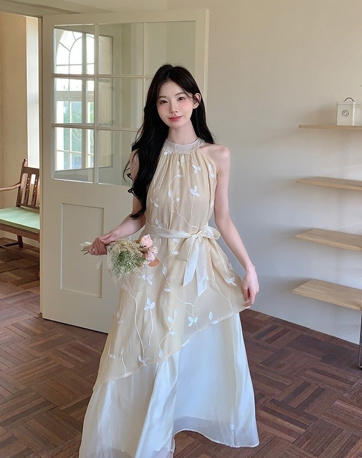 Elegant Off Shoulder Halter Vacation Maxi Dress