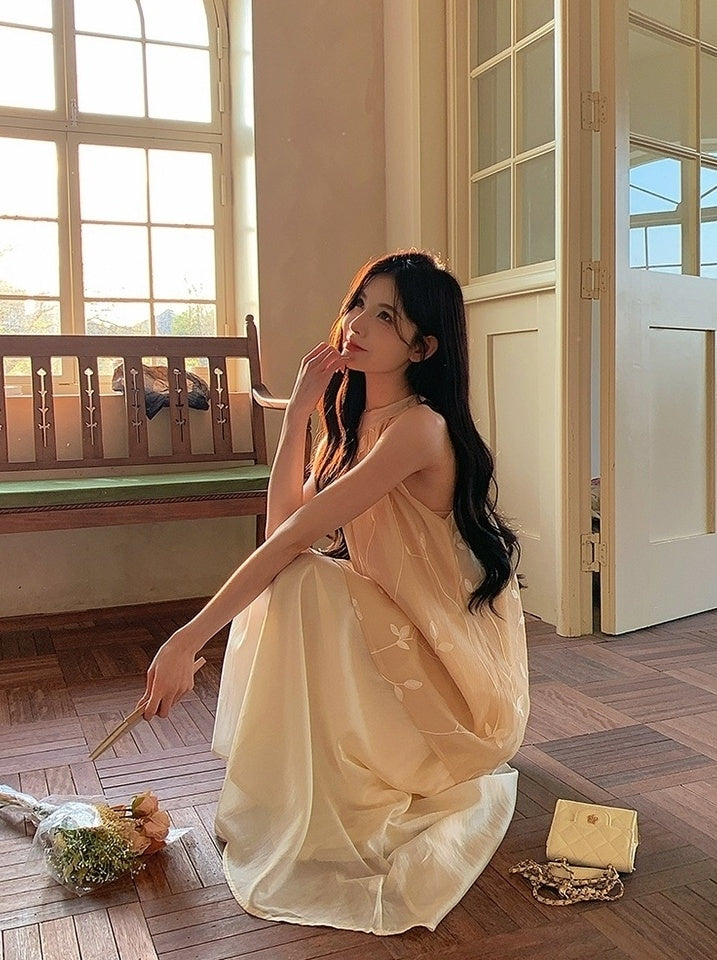 Elegant Off Shoulder Halter Vacation Maxi Dress