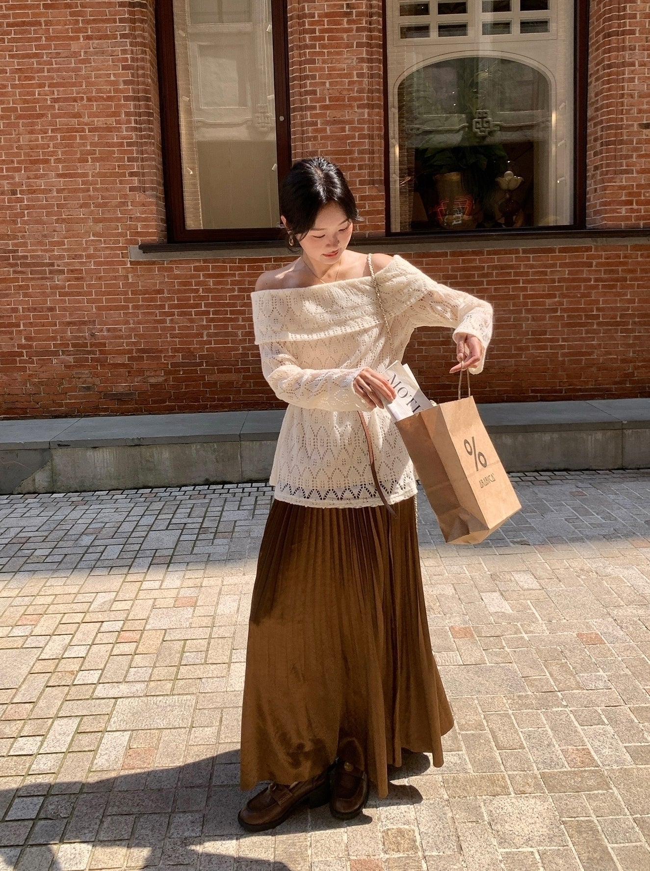 Elegant Off Shoulder Knit Top And Skirt Set