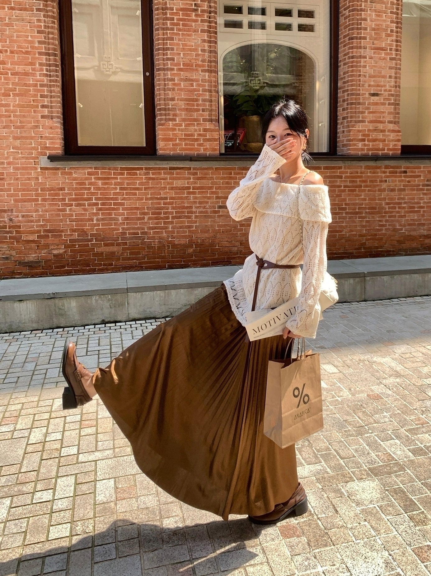 Elegant Off Shoulder Knit Top And Skirt Set