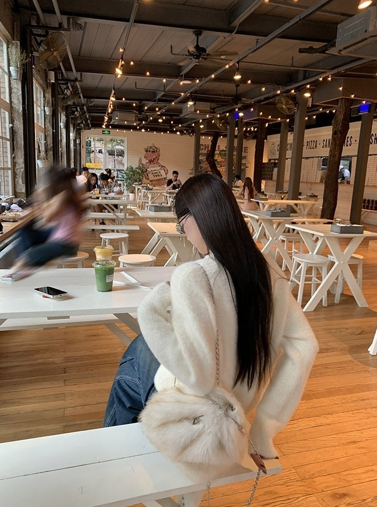 Elegant Relaxed Long Sleeve Knit Sweater Top