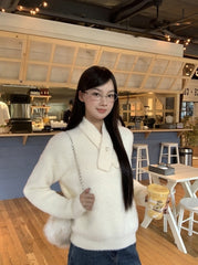 Elegant Relaxed Long Sleeve Knit Sweater Top