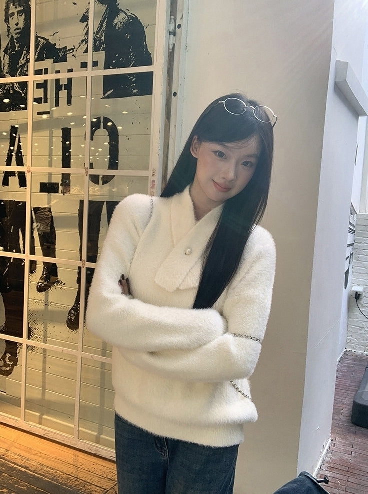 Elegant Relaxed Long Sleeve Knit Sweater Top
