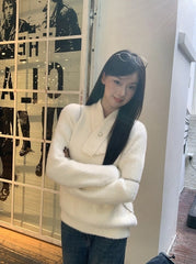Elegant Relaxed Long Sleeve Knit Sweater Top