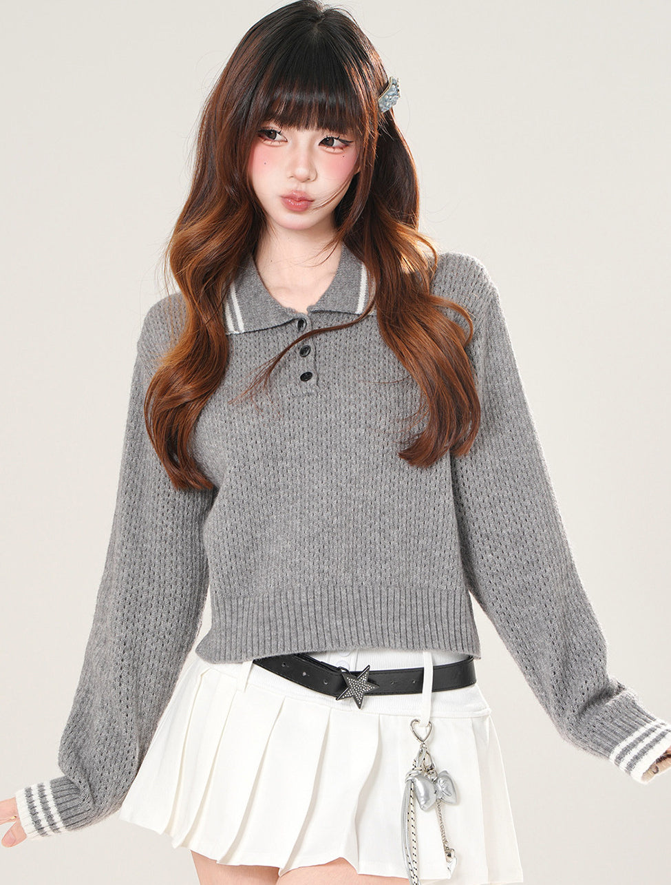 Elegant Relaxed Polo Neck Sweater