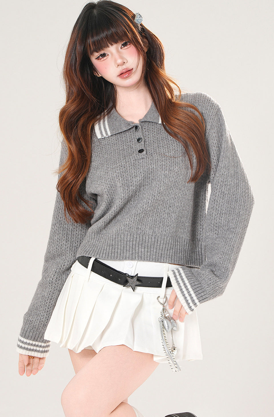 Elegant Relaxed Polo Neck Sweater