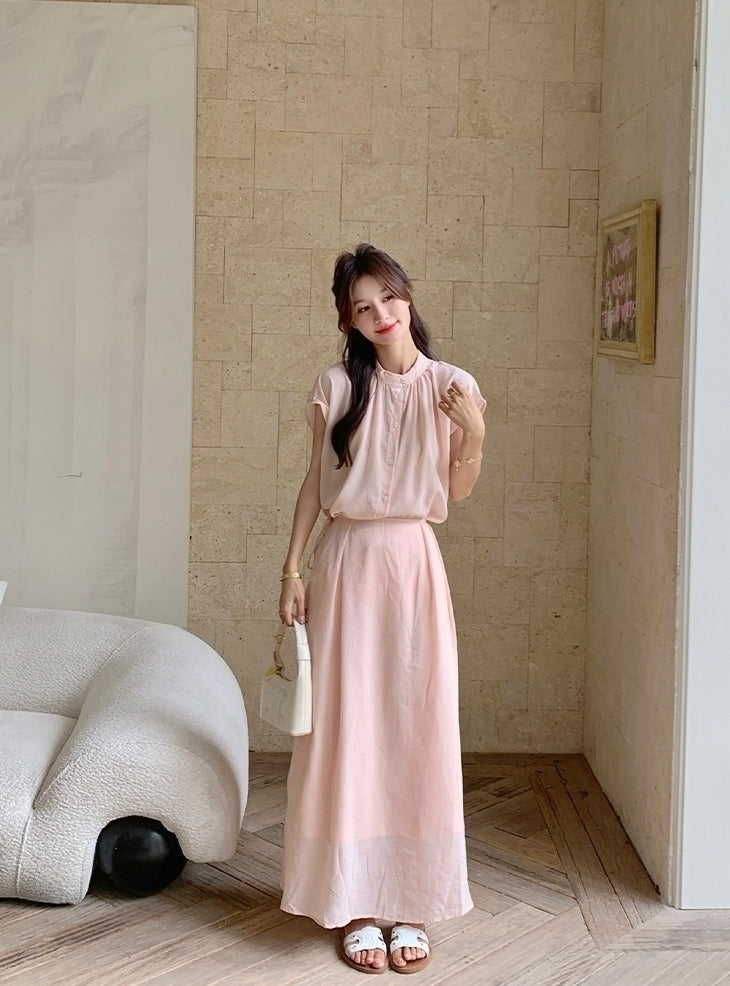 Elegant Relaxed Style Shirt And Skirt Set