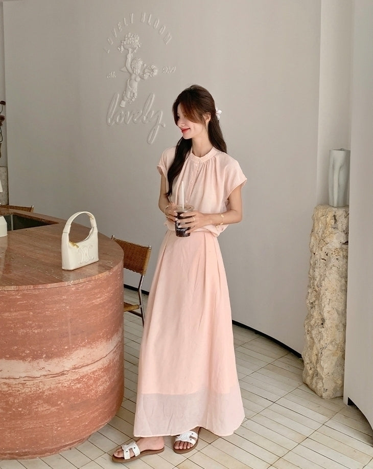 Elegant Relaxed Style Shirt And Skirt Set
