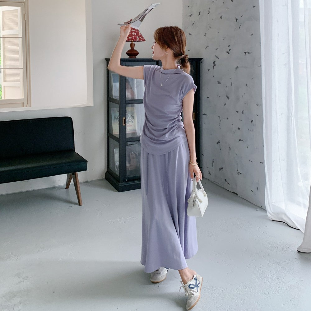 Elegant Ruched Top And Skirt Set
