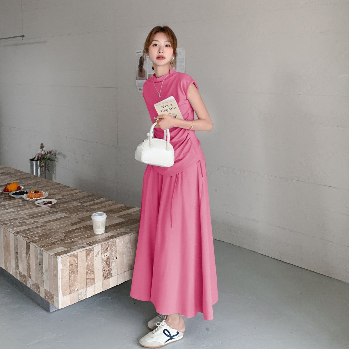 Elegant Ruched Top And Skirt Set