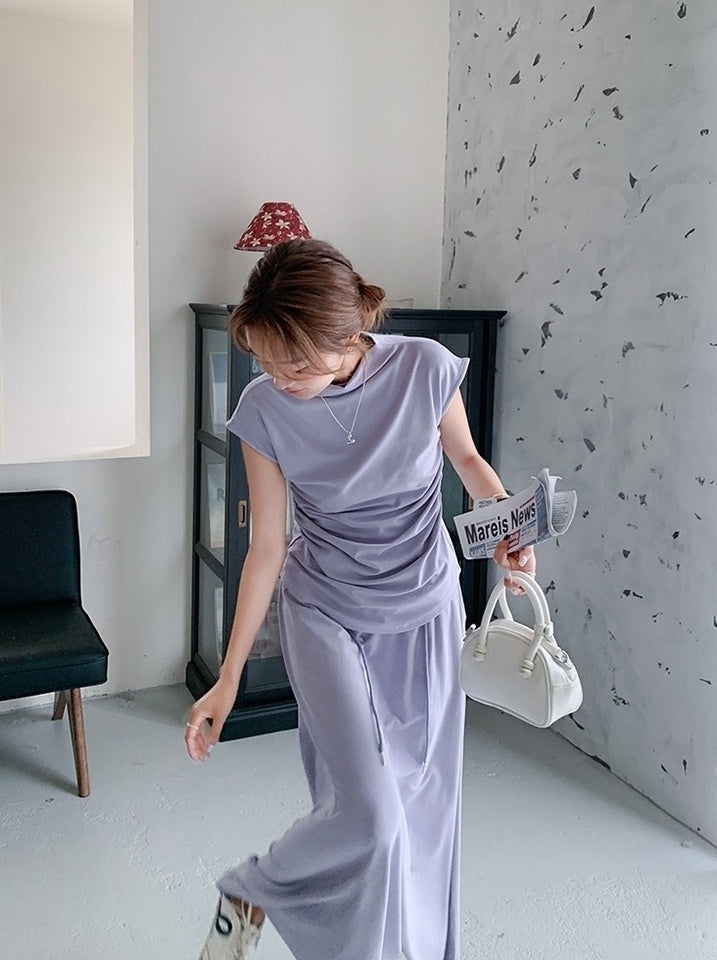 Elegant Ruched Top And Skirt Set
