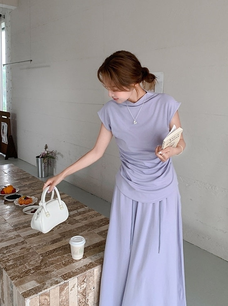 Elegant Ruched Top And Skirt Set