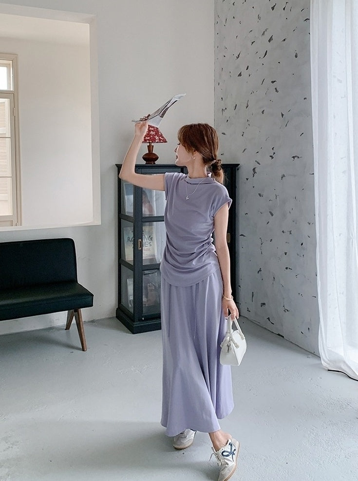 Elegant Ruched Top And Skirt Set