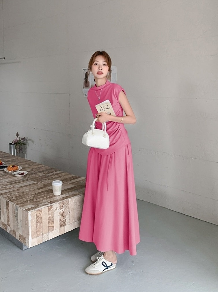 Elegant Ruched Top And Skirt Set