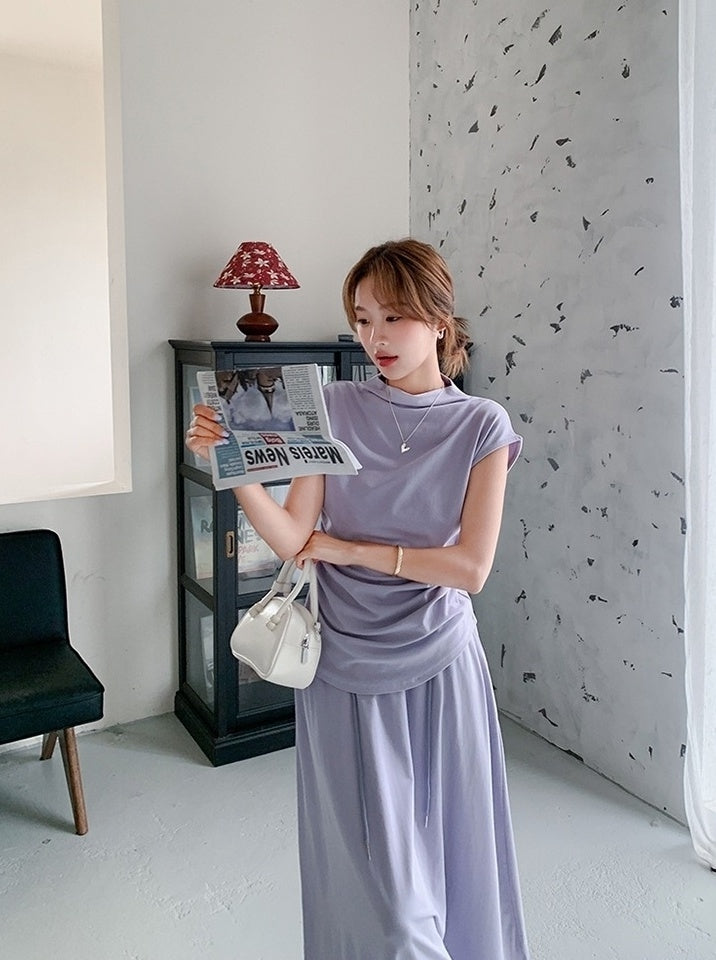 Elegant Ruched Top And Skirt Set