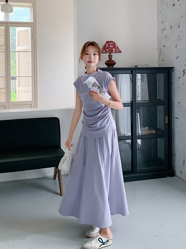 Elegant Ruched Top And Skirt Set