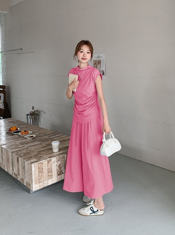 Elegant Ruched Top And Skirt Set