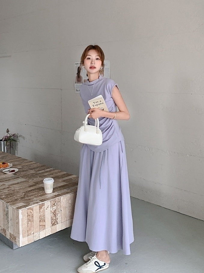 Elegant Ruched Top And Skirt Set