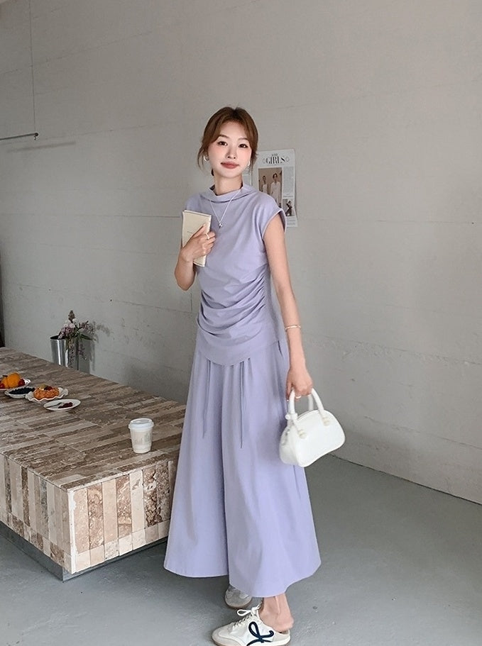 Elegant Ruched Top And Skirt Set