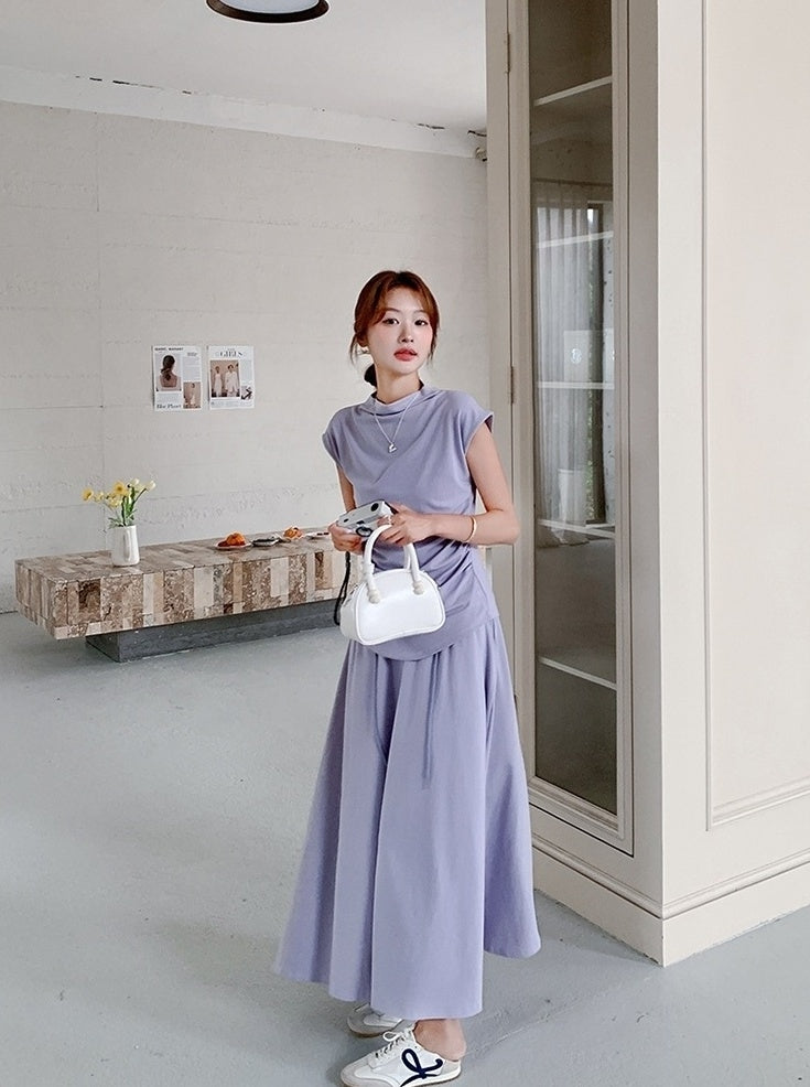Elegant Ruched Top And Skirt Set