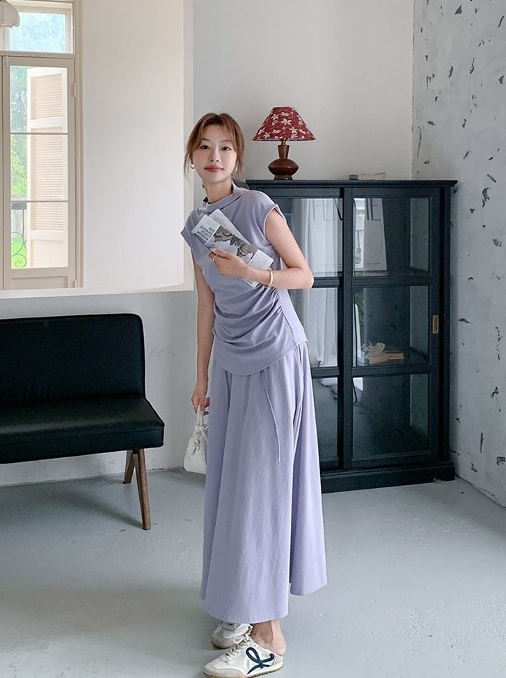 Elegant Ruched Top And Skirt Set