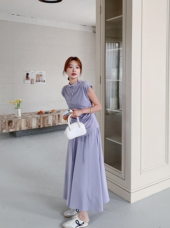 Elegant Ruched Top And Skirt Set