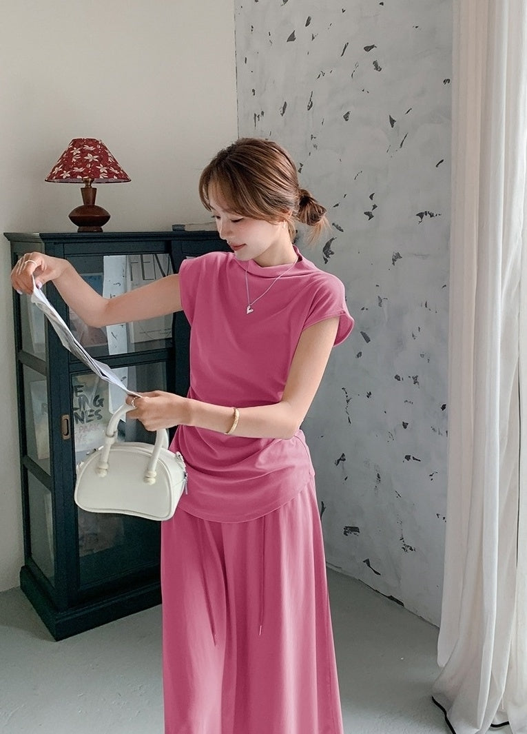 Elegant Ruched Top And Skirt Set