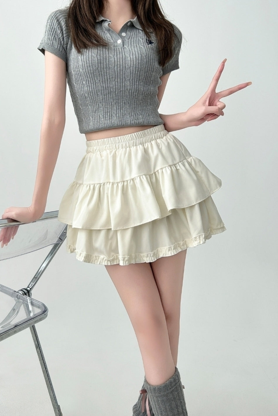 Elegant Ruffled Layered A Line Skirt