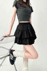 Elegant Ruffled Layered A Line Skirt