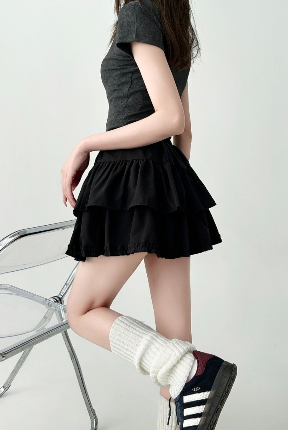 Elegant Ruffled Layered A Line Skirt