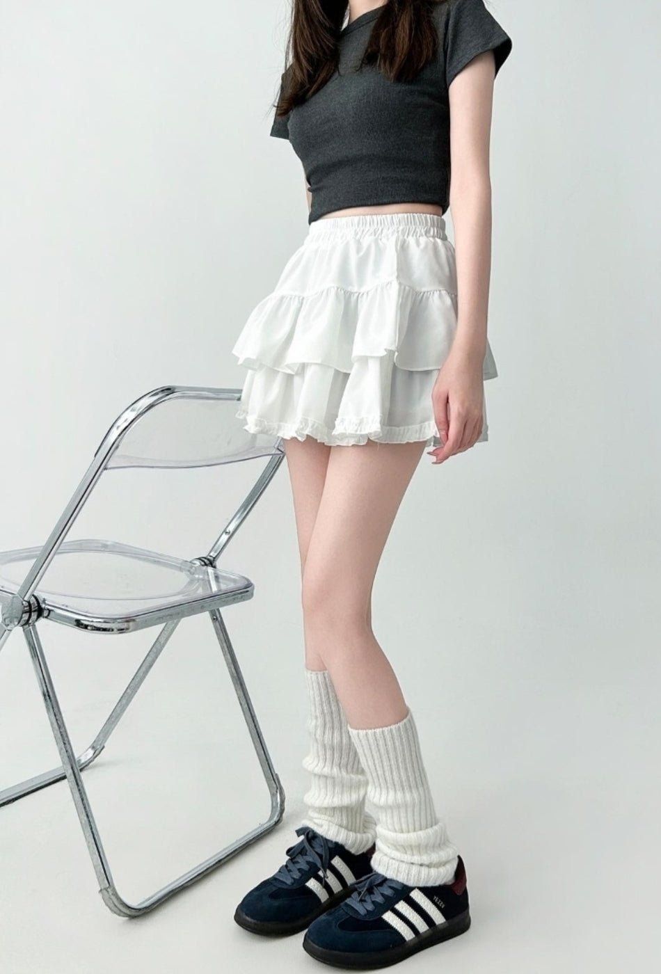 Elegant Ruffled Layered A Line Skirt