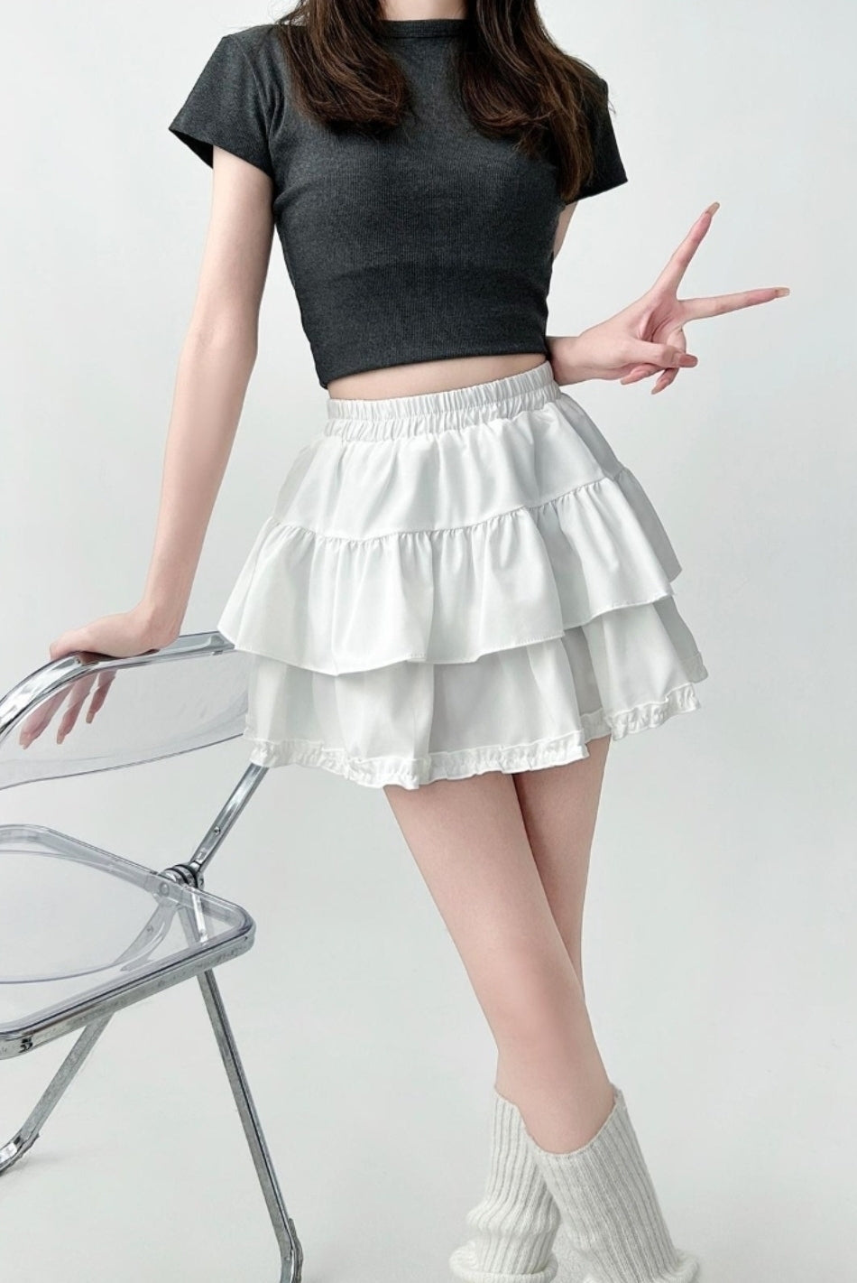 Elegant Ruffled Layered A Line Skirt