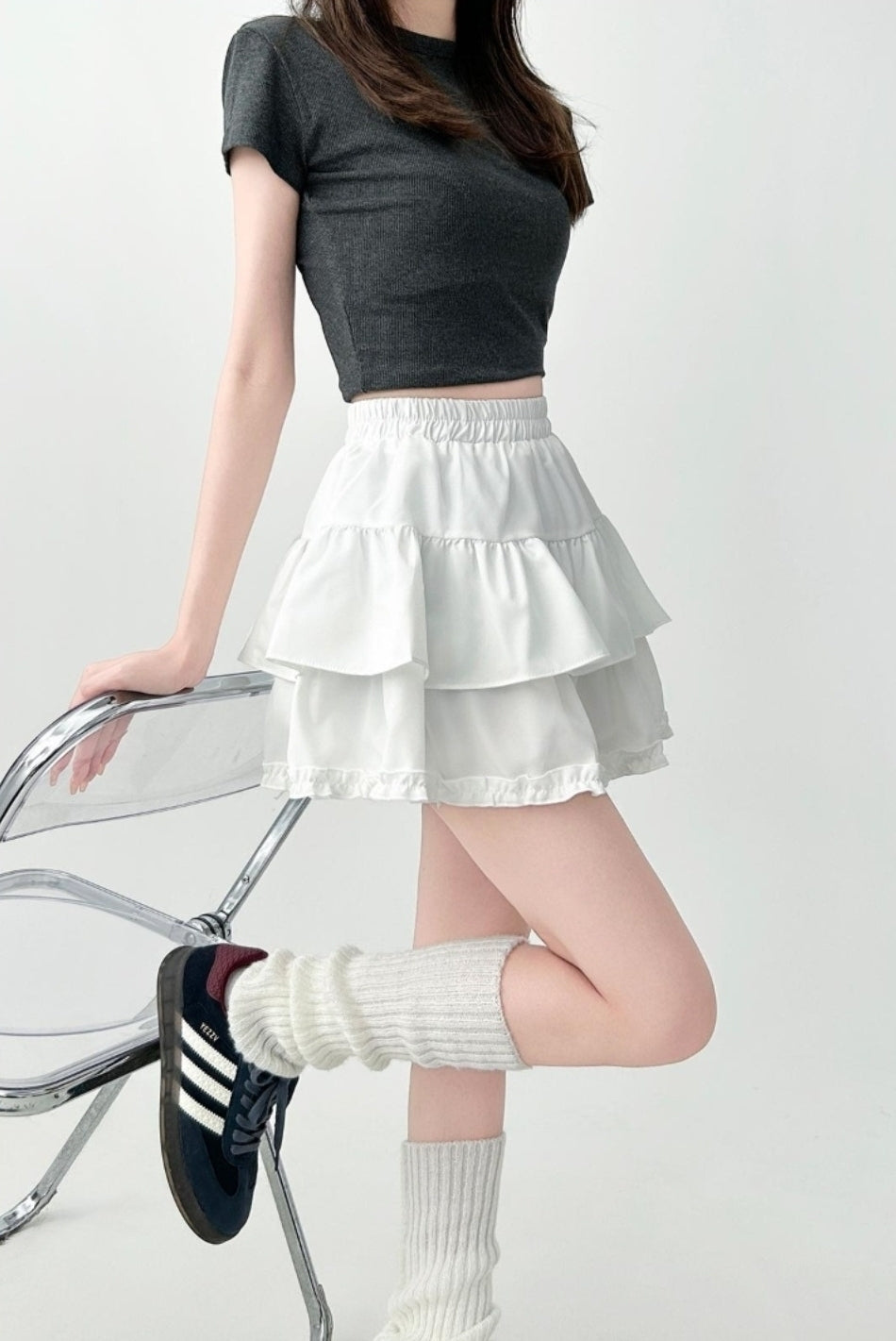 Elegant Ruffled Layered A Line Skirt
