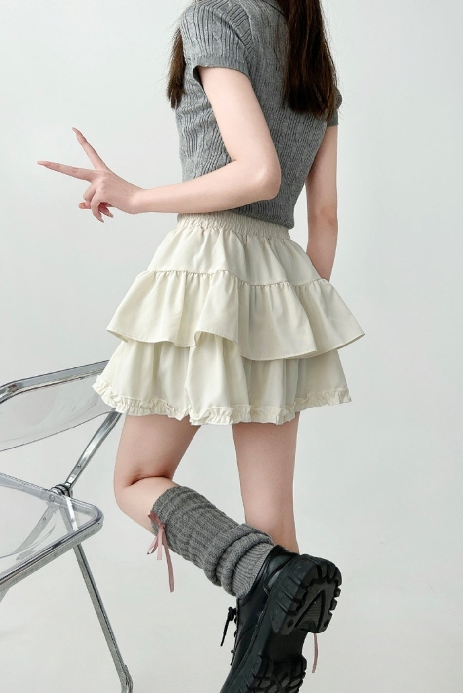 Elegant Ruffled Layered A Line Skirt