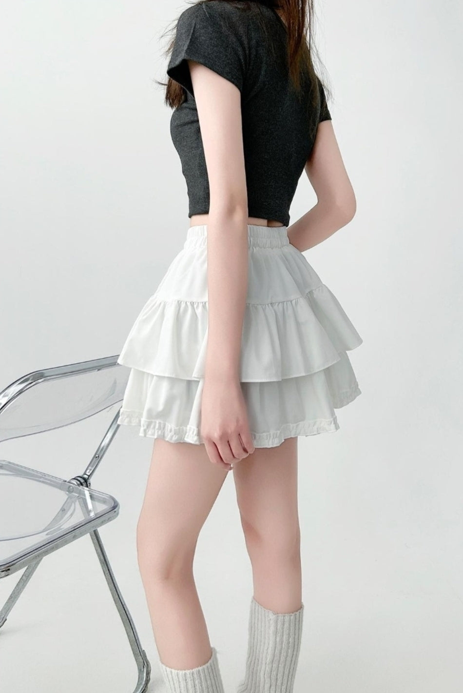 Elegant Ruffled Layered A Line Skirt
