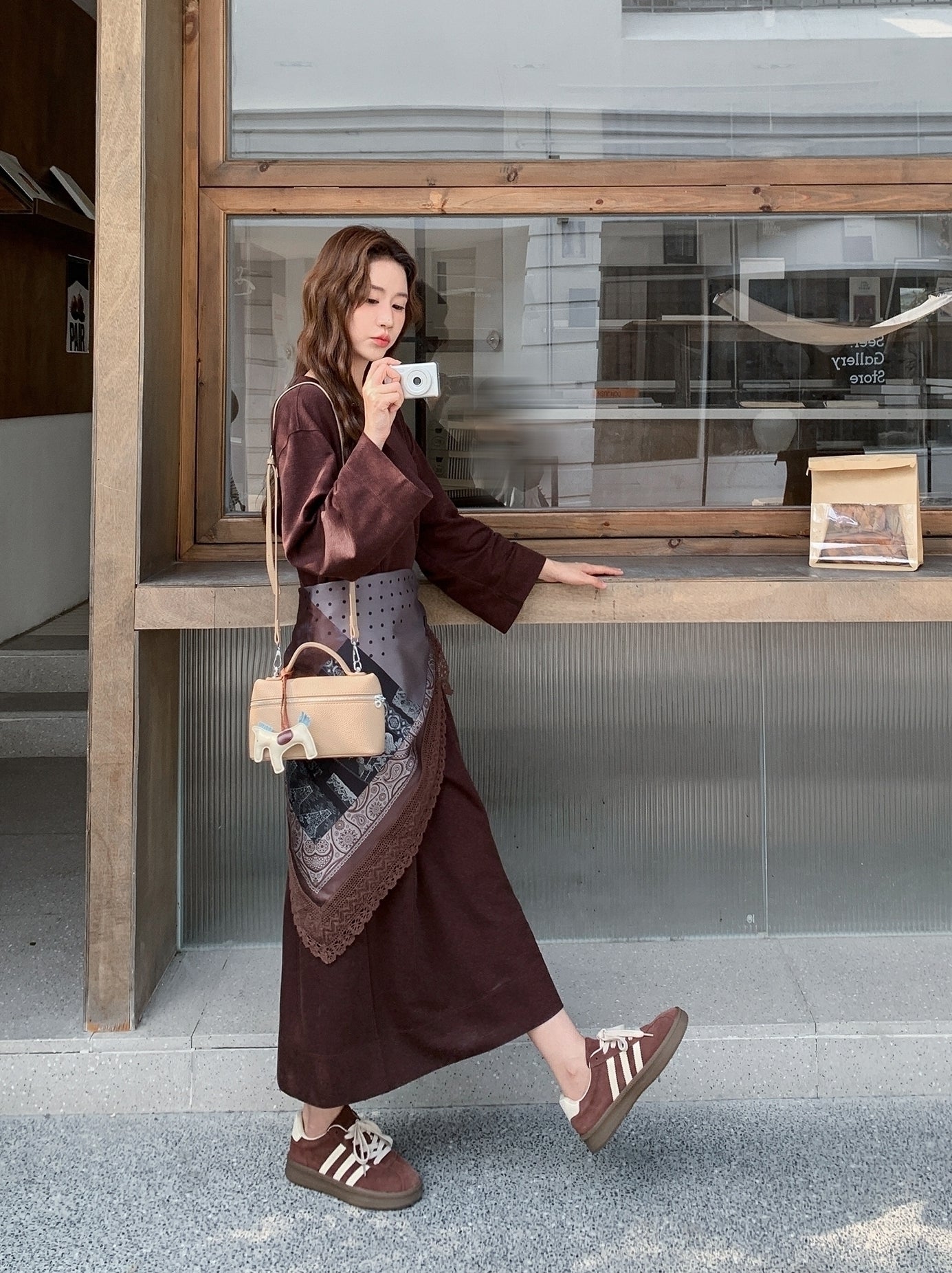 Elegant Silk Scarf Shawl Dress For Spring And Autumn