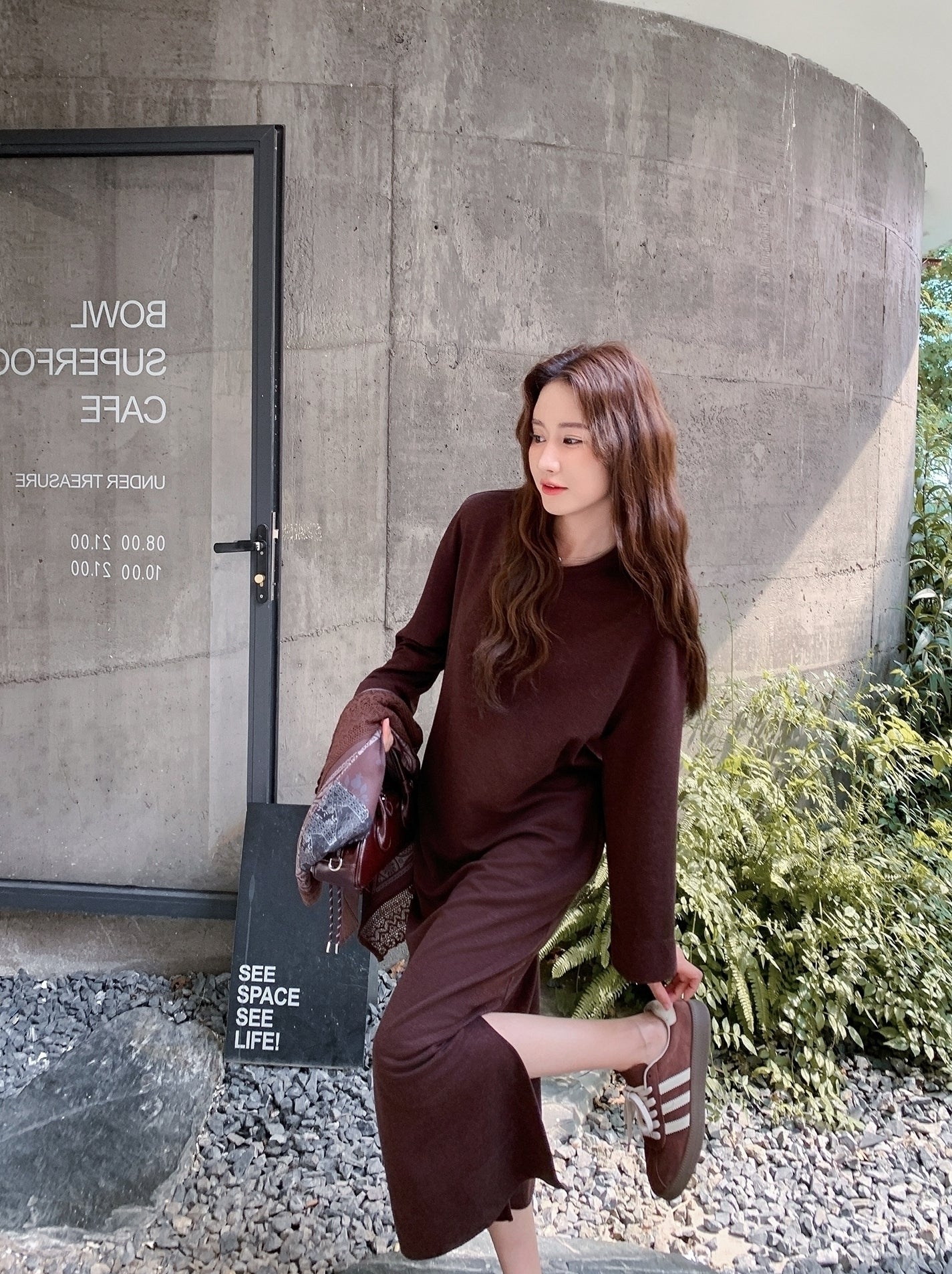 Elegant Silk Scarf Shawl Dress For Spring And Autumn