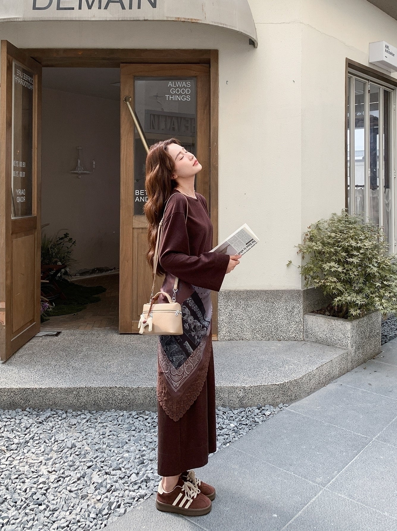 Elegant Silk Scarf Shawl Dress For Spring And Autumn