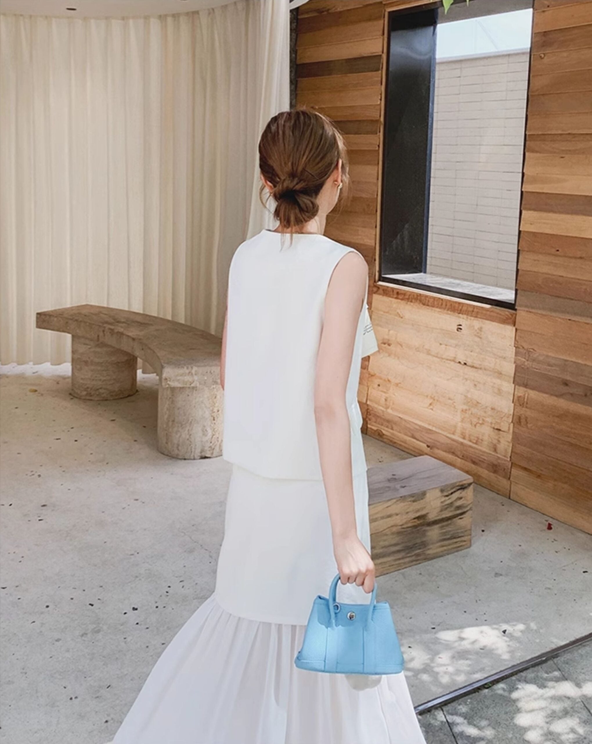 Elegant Sleeveless Vest And Skirt Set