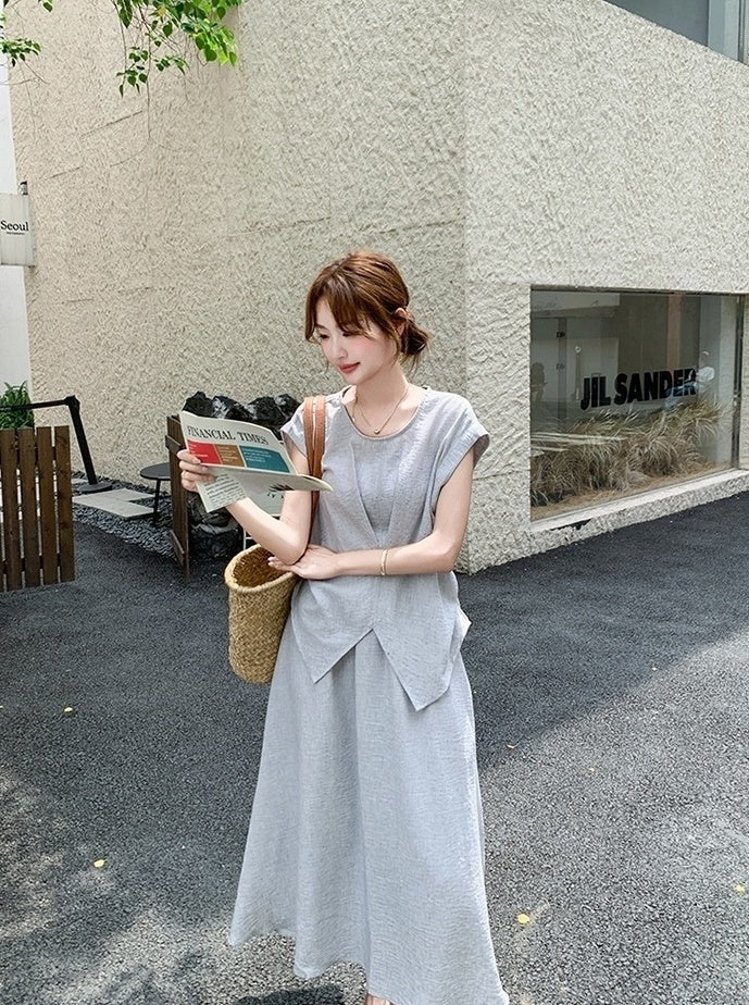 Elegant Summer Vest And Skirt Set